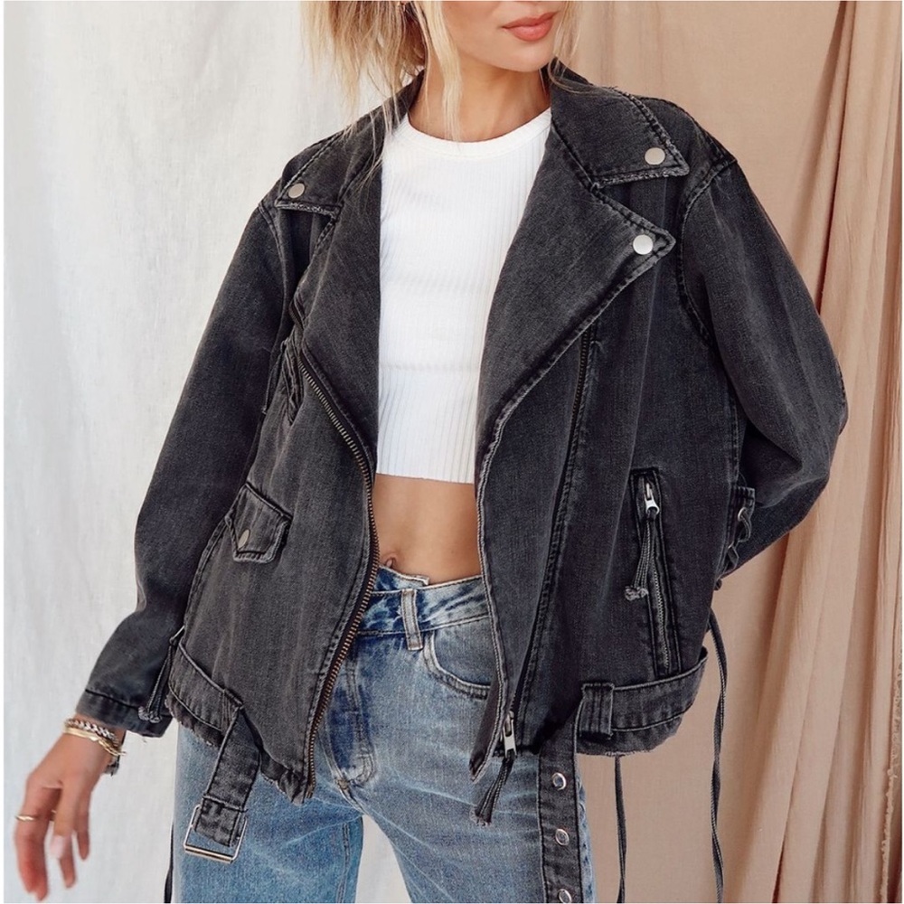 12th Tribe Distressed Black Denim Jacket